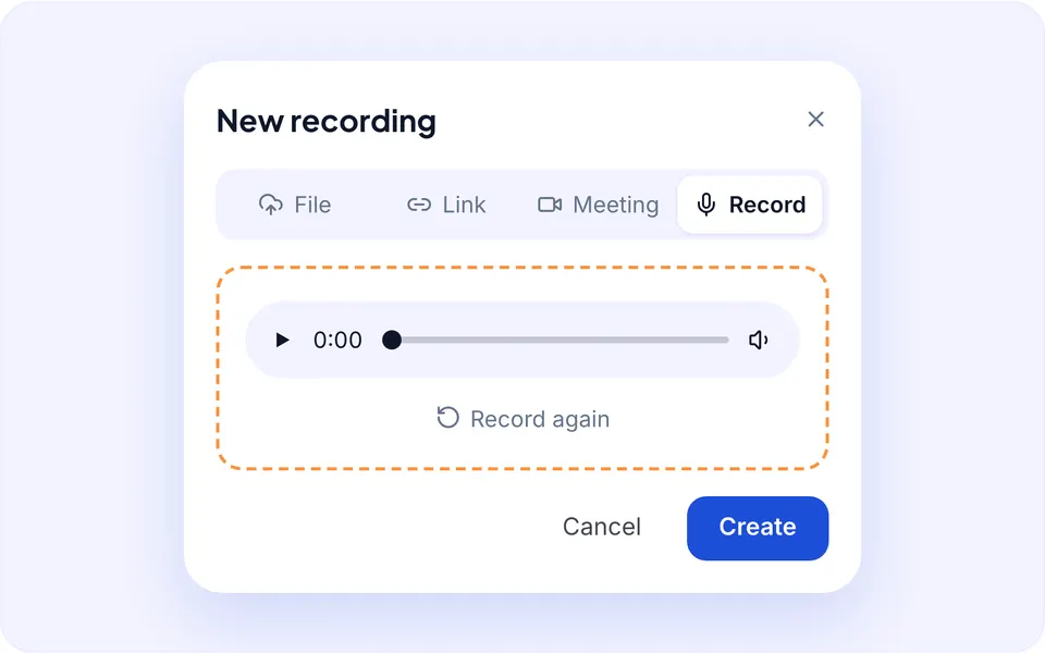 A stopped recording ready to be created