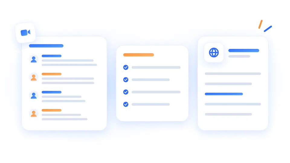 A transcript split by speaker, a summary with key points and a translation side by side
