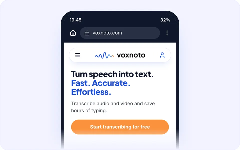 The voxnoto site open in Chrome on an Android phone