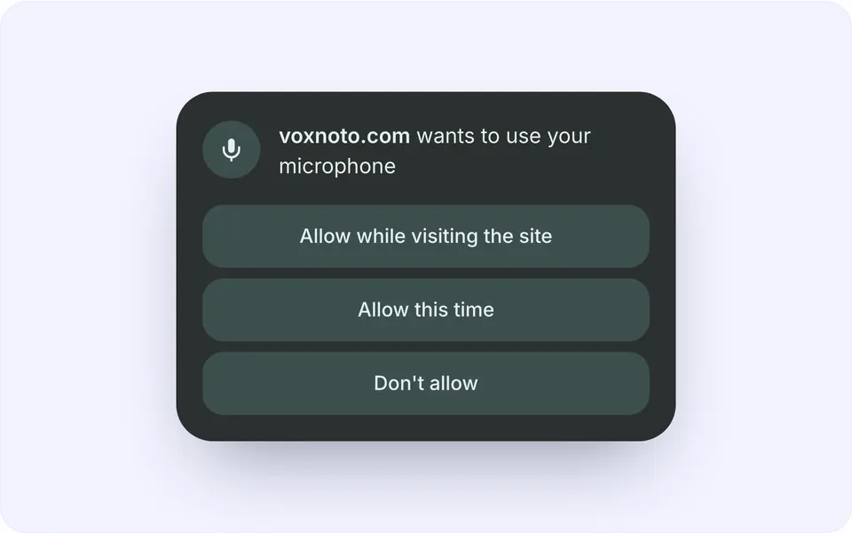 The Android prompt asking for microphone access
